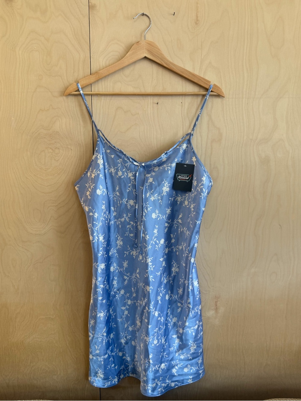 Morgan Taylor Blue Floral Satin Slip Dress